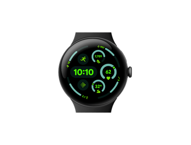 Google Pixel Watch 3 45 mm – Matte Black Aluminum Case with Obsidian Active Band