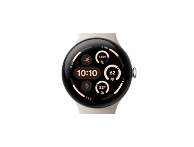 Google Pixel Watch 3 45 mm – Polished Silver Aluminum Case with Porcelain Active Band