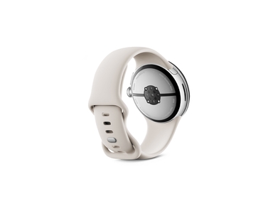 Google Pixel Watch 3 45 mm – Polished Silver Aluminum Case with Porcelain Active Band