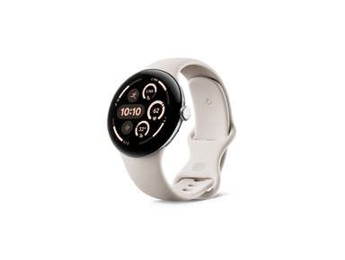 Google Pixel Watch 3 45 mm – Polished Silver Aluminum Case with Porcelain Active Band