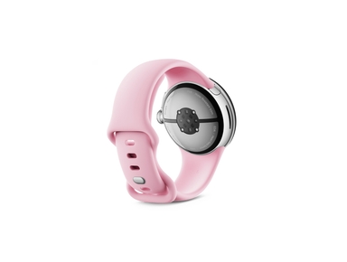 Google Pixel Watch 3 41mm – Polished Silver Aluminum Case with Rose Quartz Active Band